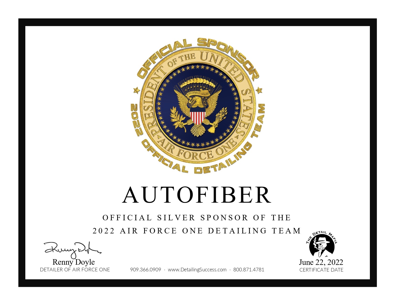 We are an Official Sponsor of the 2022 Air Force One Detailing Team!