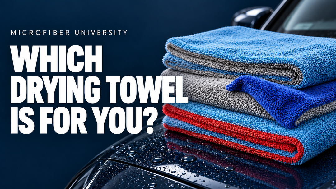 Which drying towel is for you? Autofiber Dreadnought, Amphibian and Dreadnought MAX towels on a car hood.