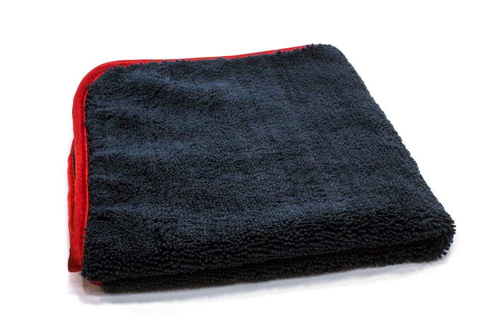 Autofiber Towel Black w/ Red Edge [Elite] Microfiber Detailing Towels with Silk Edge (16 in. x 16 in. 360 gsm) 10 pack