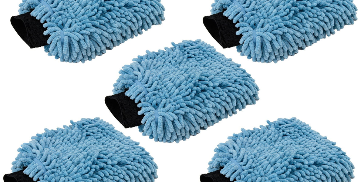Noodle Mitt] Microfiber Car Wash Mitt (7 in. x 9 in.) - 5 pack