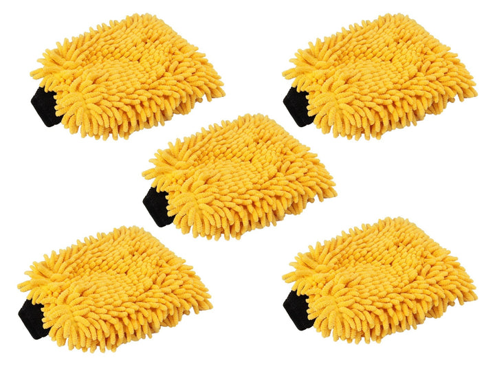 Autofiber Mitt Gold [Noodle Mitt] Microfiber Car Wash Mitt (7 in. x 9 in.) - 5 pack