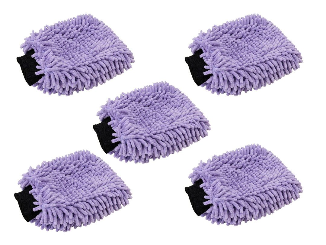Autofiber Mitt Purple [Noodle Mitt] Microfiber Car Wash Mitt (7 in. x 9 in.) - 5 pack