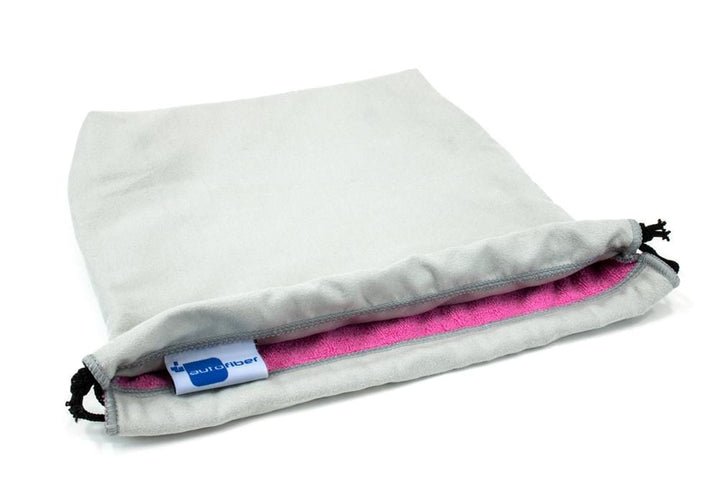 Autofiber Large (10" wide x 11" tall) / Pink [Swag Sack] Microfiber Bag for Detail Clients (1 pack)