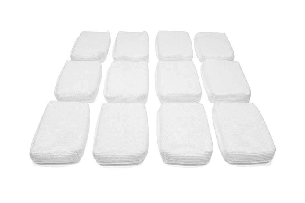 Autofiber Sponge White Thin [Saver Applicator Terry] Microfiber Coating Applicator Sponge with Plastic Barrier  - 12 pack