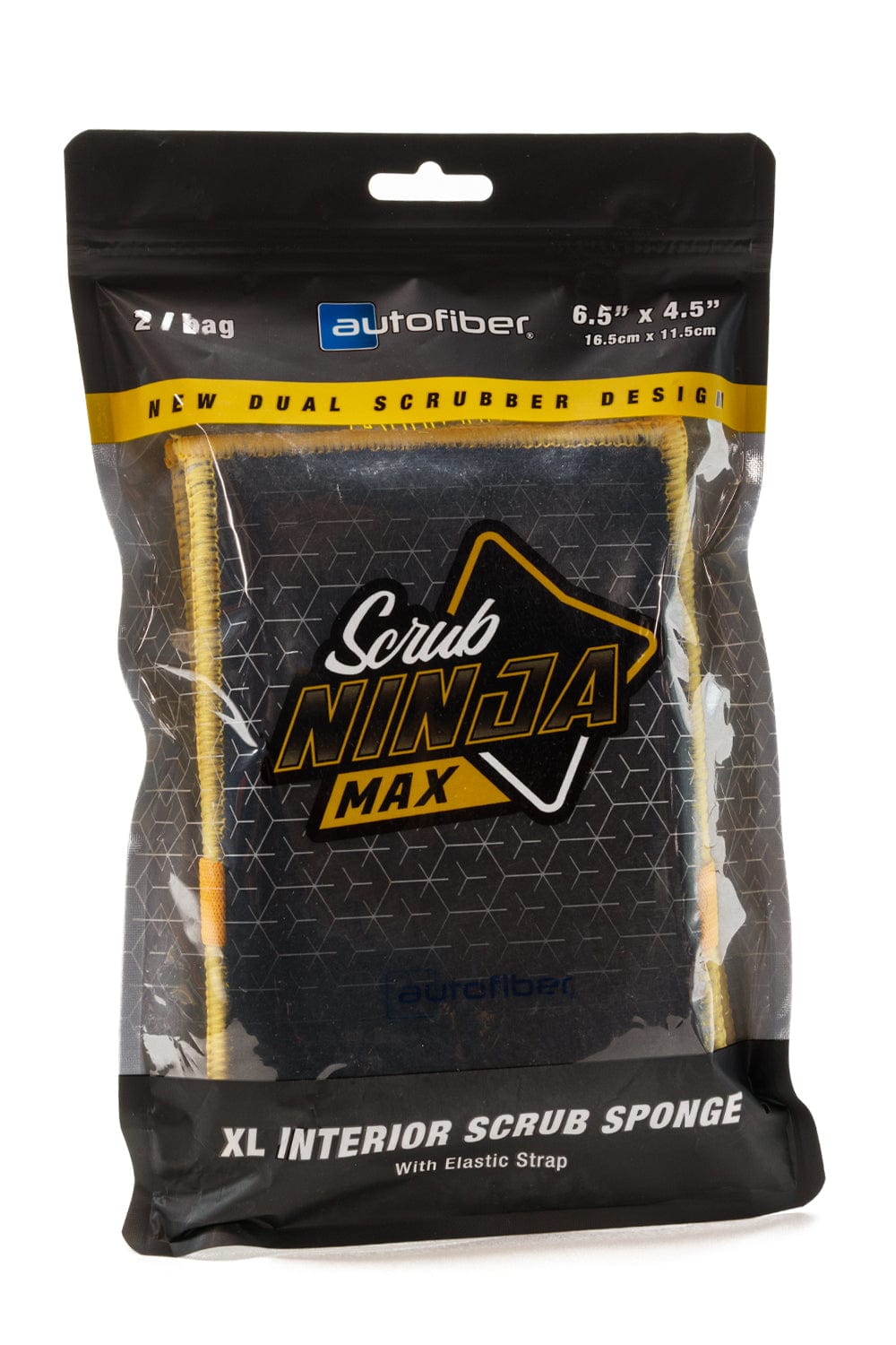 Autofiber Launch Sponge [Scrub Ninja Max XL] Interior Scrubber Sponge - with Elastic Strap (6.5 in. x 4.5 in.) - 2 pack