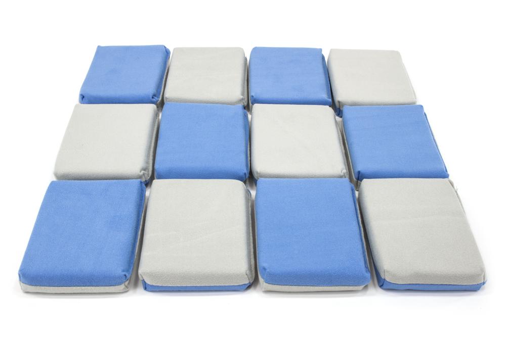 Autofiber Sponge Thin (5"x3"x0.75") [Saver Applicator Smooth] Microfiber Suede Applicator Sponge with Plastic Barrier - Blue &amp; Gray - 12 pack