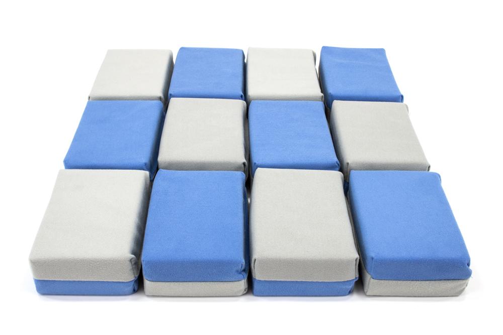 Autofiber Sponge Thick (5"x3"x1.75") [Saver Applicator Smooth] Microfiber Suede Applicator Sponge with Plastic Barrier - Blue &amp; Gray - 12 pack