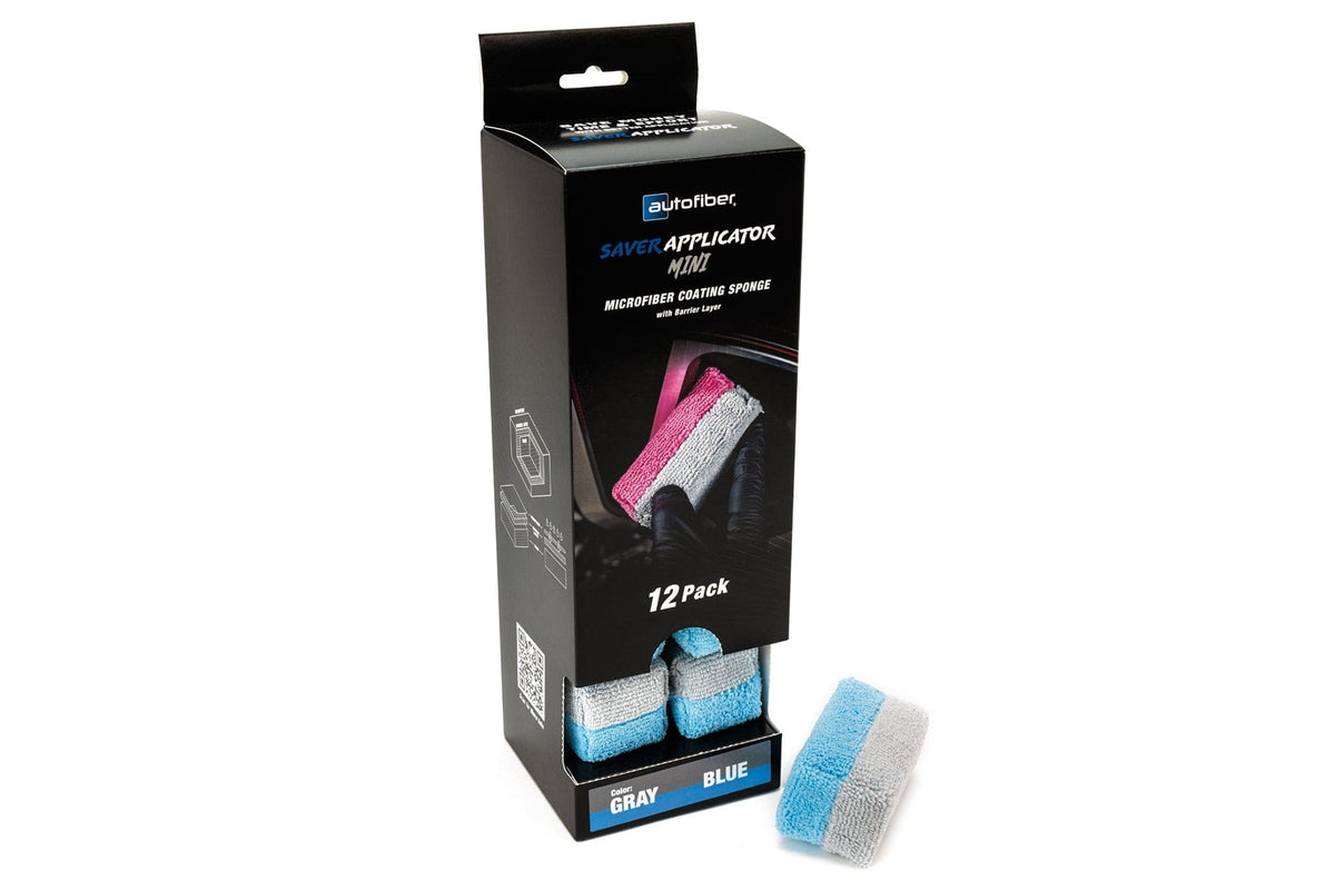 Autofiber Sponge Mini [Saver Applicator Terry] Microfiber Coating Applicator Sponge with Plastic Barrier  - 12 pack