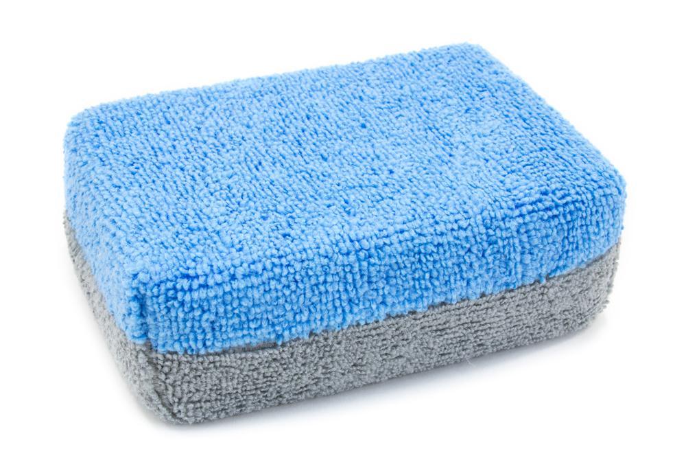 Autofiber Sponge Thick [Saver Applicator Terry] Microfiber Coating Applicator Sponge with Plastic Barrier  - 12 pack