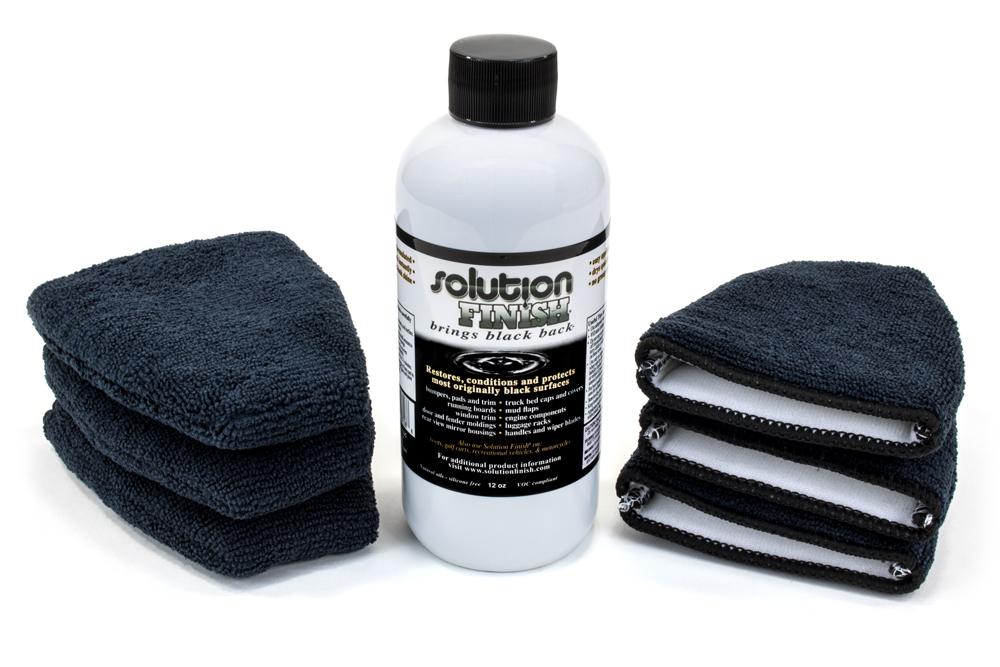 Solution Finish [Trim Restore Kit Black] Solution Finish Original Black 12 oz with 6 [Finger Applicators]