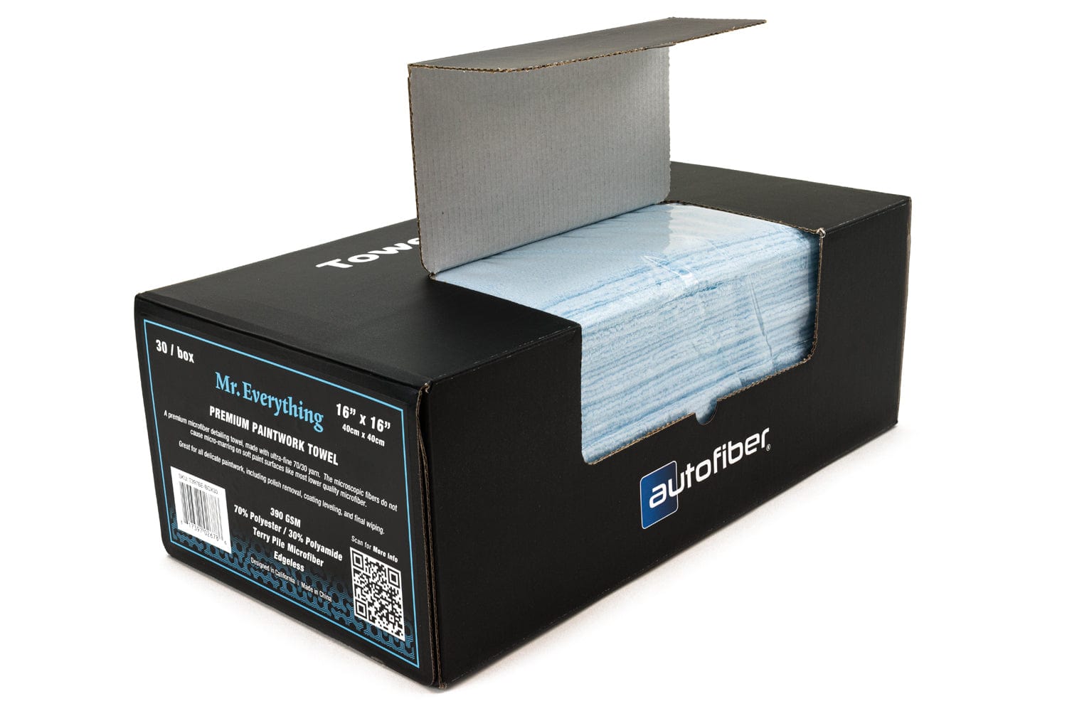 Autofiber Case Towel FULL CASE [Towels-in-a-Box] Mr. Everything Premium Paintwork Towel (16 in. x 16 in., 390 gsm) 8 boxes of 30 (240 towels total)