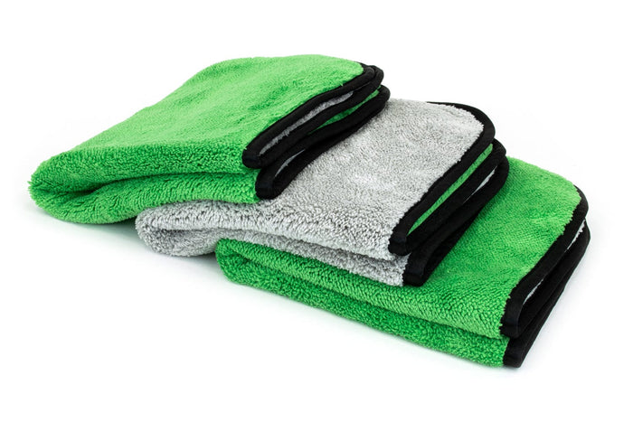Autofiber Green [Duo Plush] Ultra Soft High-Pile Microfiber Detailing Towel (700 gsm, 16 in. x 16 in.) - 3 pack