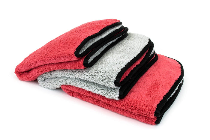 Autofiber Red [Duo Plush] Ultra Soft High-Pile Microfiber Detailing Towel (700 gsm, 16 in. x 16 in.) - 3 pack