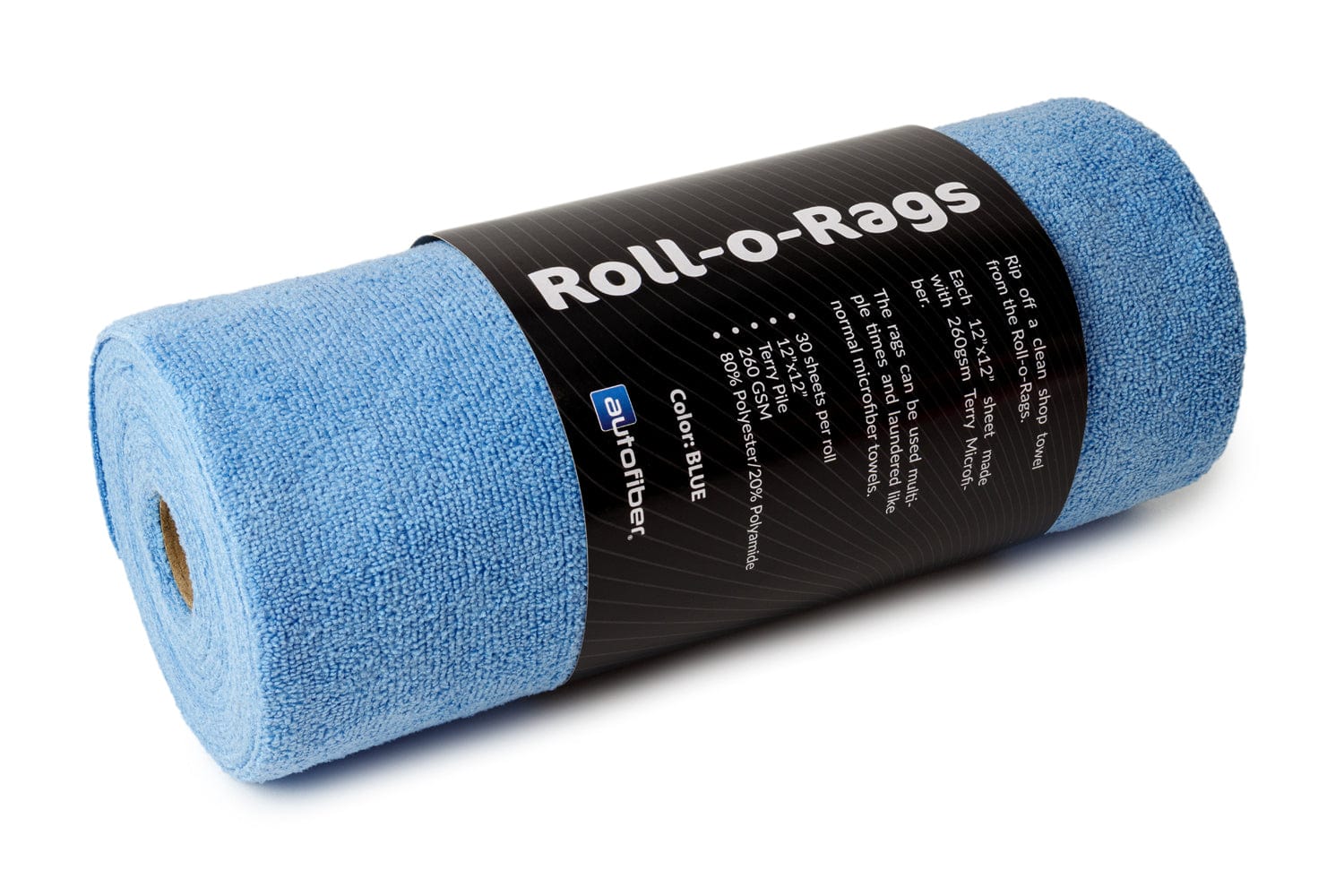 Autofiber Towel Blue [Roll-o-Rags] Microfiber Towels on a Roll 12"x12" - 30/roll