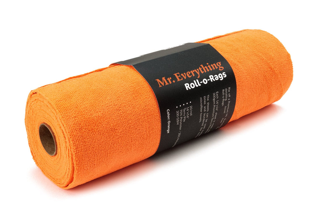 Autofiber Case Towel Orange FULL CASE [Mr. Everything : Roll-o-Rags] Premium Microfiber Towels on a Roll 16"x16" - 15 rolls/case