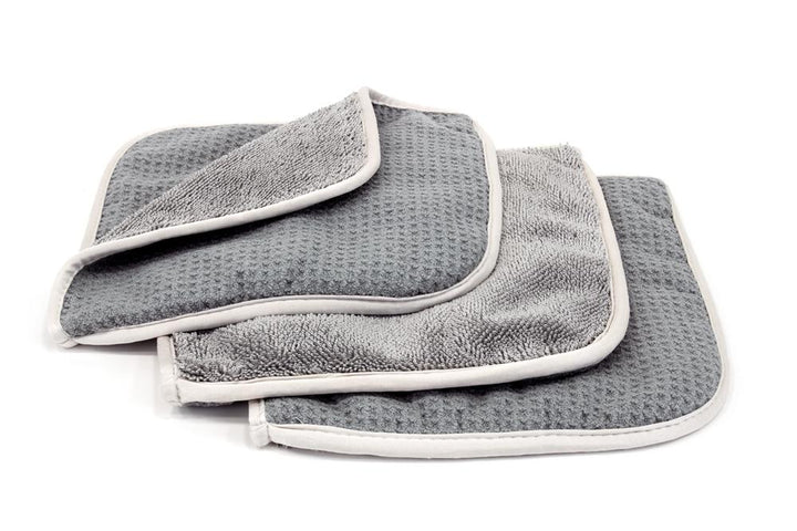 Autofiber Towel [Double Glass Flip] Waffle &amp; Twist Microfiber Window Towels (8 in. x 8 in., 500/400 gsm) 3 pack