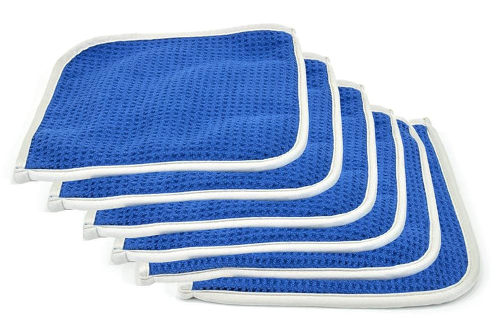 Autofiber [Glass Flip] Microfiber Waffle Window and Mirror Quad Fold Towel (8 in. x 8 in.) 6 pack