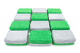 Autofiber Sponge Green/Gray Thick [Saver Applicator Terry] Microfiber Coating Applicator Sponge with Plastic Barrier  - 12 pack