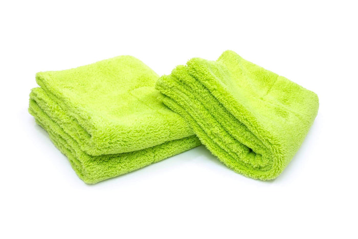 Autofiber Towel Green [Motherfluffer] Plush Rinseless Wash and Drying Towel (16 in. x 16 in., 1100 gsm) 2 pack