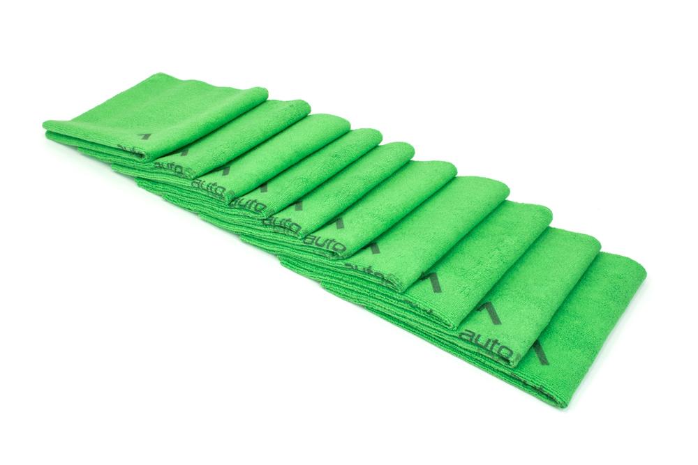 Autofiber Green [Quadrant Wipe] Microfiber Coating Leveling Towel (16 in. x 16 in., 390 gsm) - 10 pack