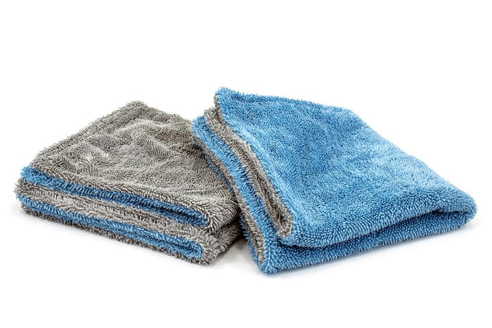 Autofiber Towel Blue/Gray Dreadnought Jr. - Microfiber Double Twist Pile Detailing Towel (16 in. x 16 in., 1100gsm) - 2 pack
