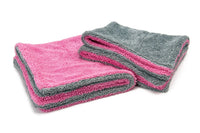 Autofiber Towel Pink/Gray Dreadnought Jr. - Microfiber Double Twist Pile Detailing Towel (16 in. x 16 in., 1100gsm) - 2 pack