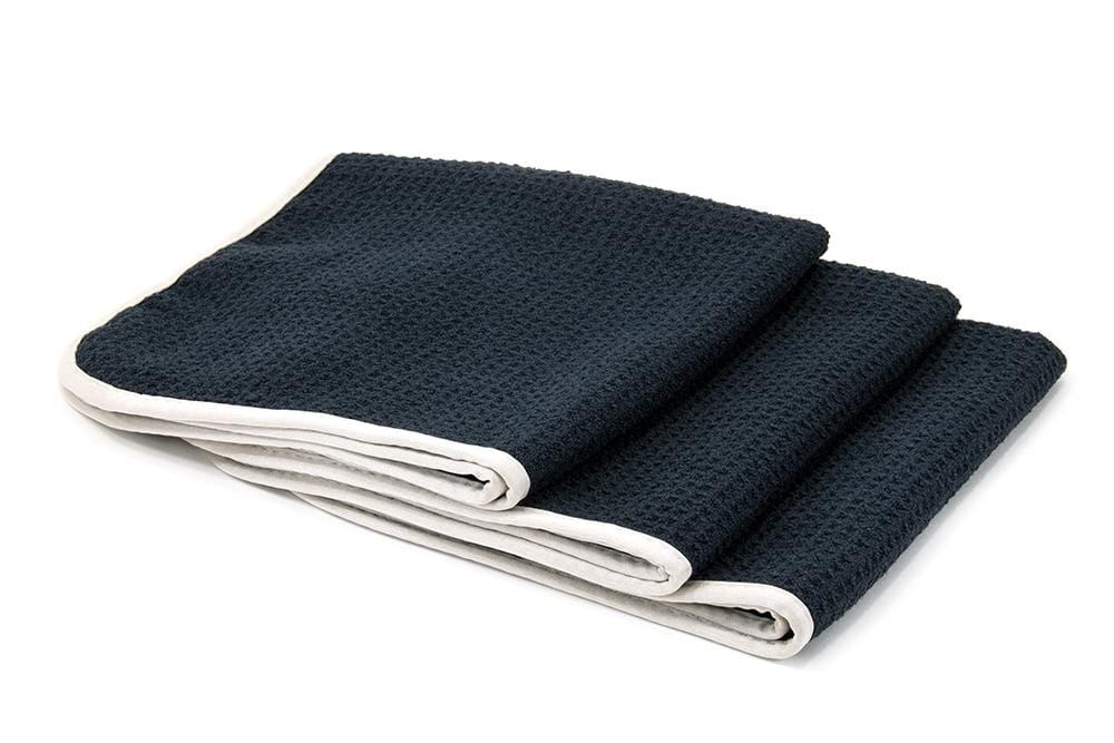 Autofiber Towel Black/Dark Navy [No Streak Freak] Microfiber Waffle-Weave Glass Towel (16 in. x 16 in. 400 gsm) 3 pack
