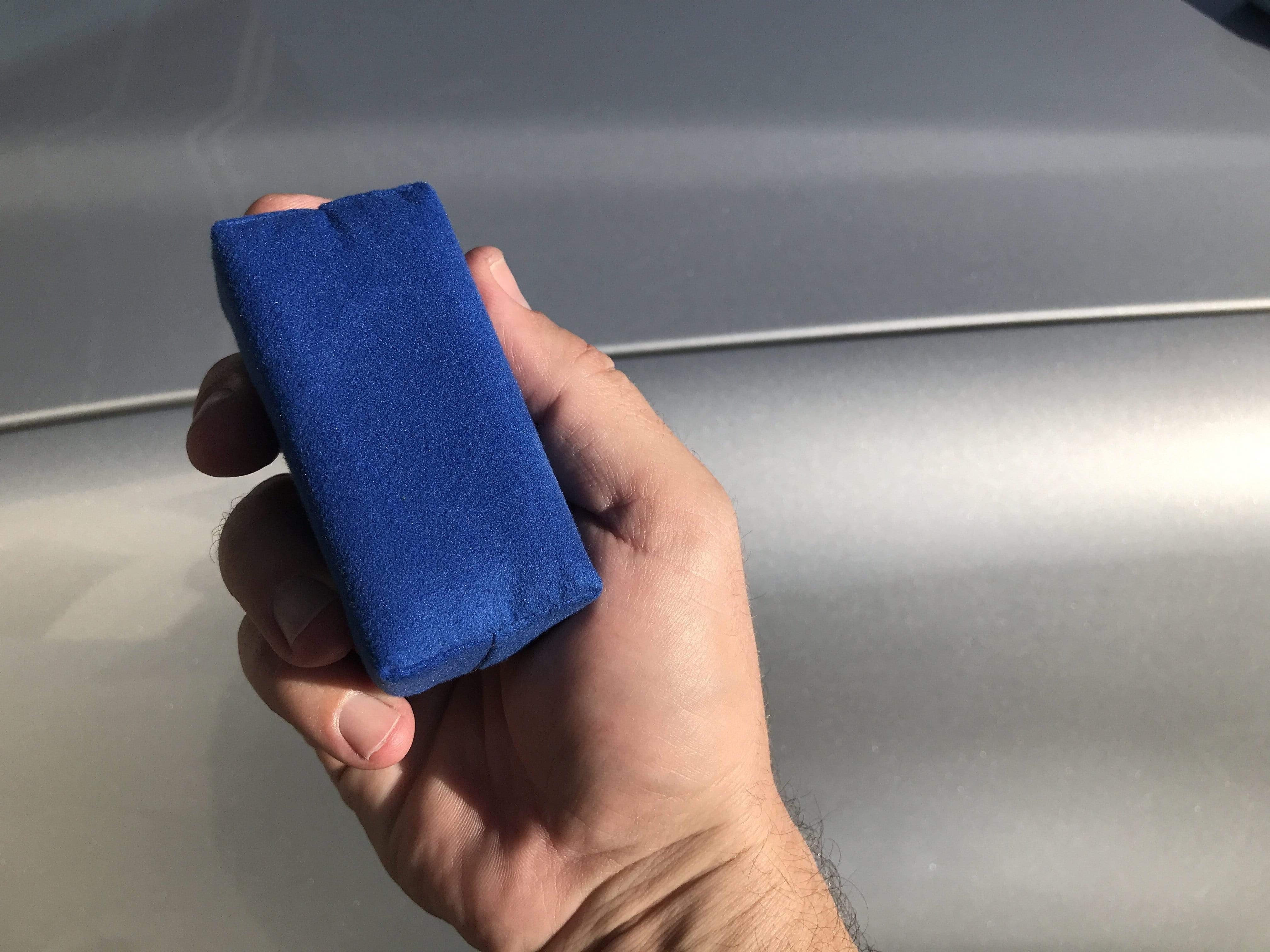 Autofiber Thick [Saver Applicator Terry] Ceramic Coating Applicator Sponge  | 12 Pack | with Plastic Barrier to Reduce Product Waste. (Blue/Gray)