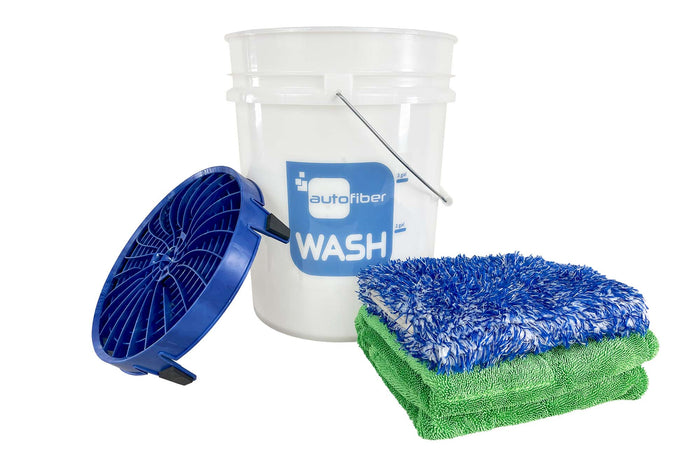 Autofiber Kit Basic Wash Bucket Kit - 4 piece - Bucket, Guard, Mitt, Drying Towel